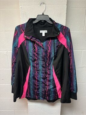 Sophie Theallet Black Jacket with Pink & Teal Wave Pattern- Livi Lane Bryant